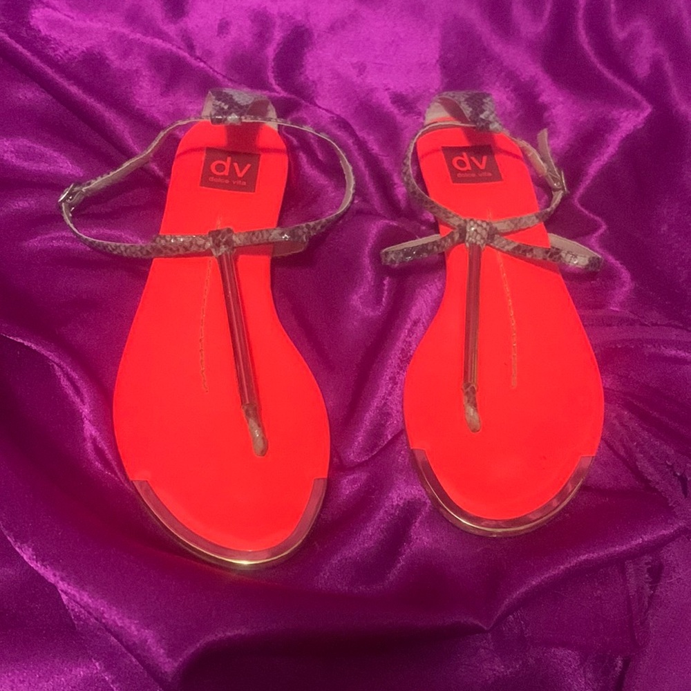 Dolce Vida size 9 1/2 orange and gold sandals good condition snake print…
